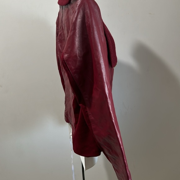 IMAN Size S 100% Genuine Leather Moto Jacket Claret Red Lined Outdoor Classic - Picture 3 of 6